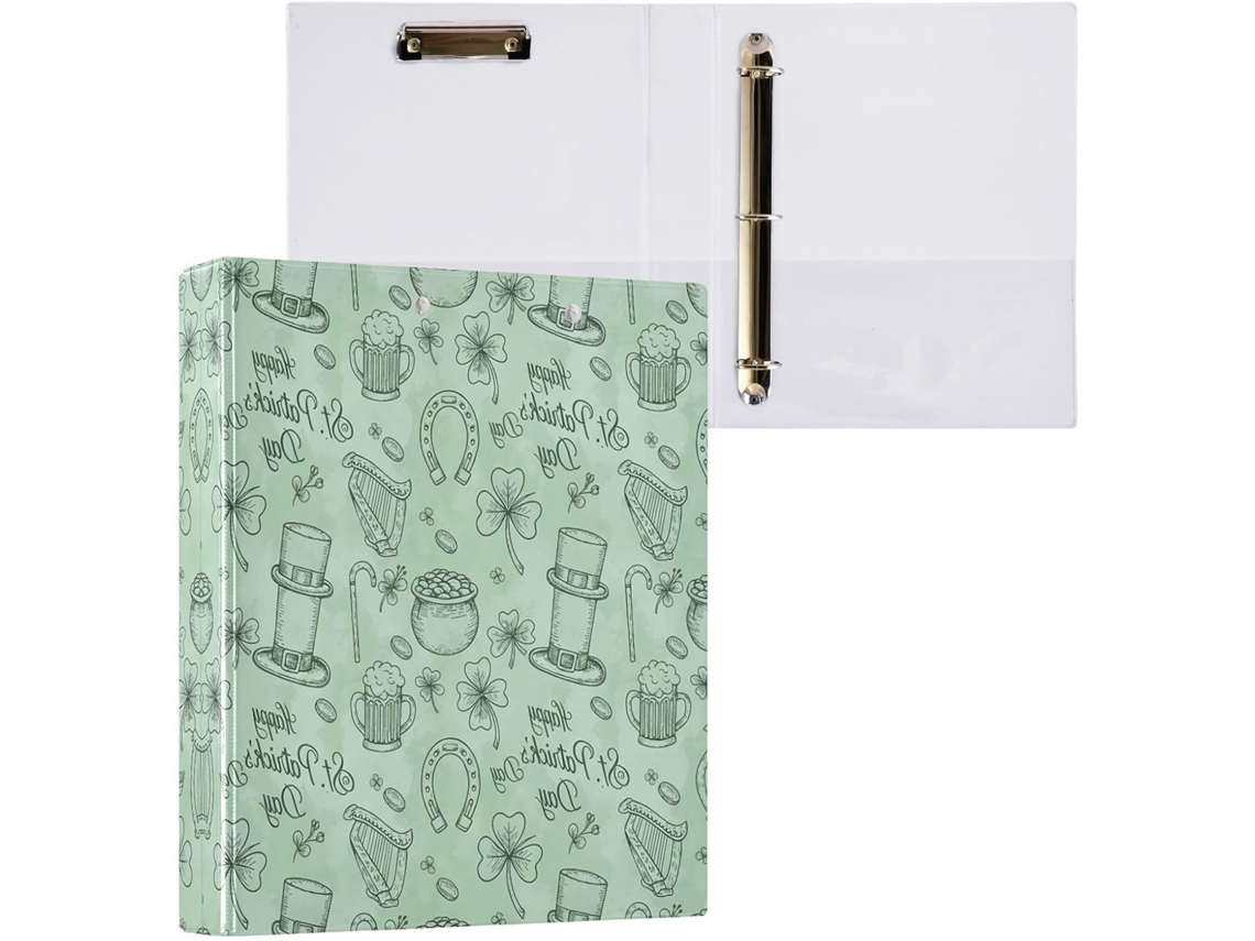 Besportble Carpeta De San Patricio Y Anillas Redondo Con Portapapeles Oficina 27,9 X 21,6 Cm 31,5 27 6