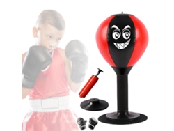 Saco de boxeo de mesa con ventosa y guantes de boxeo CUICH (negro y rojo)