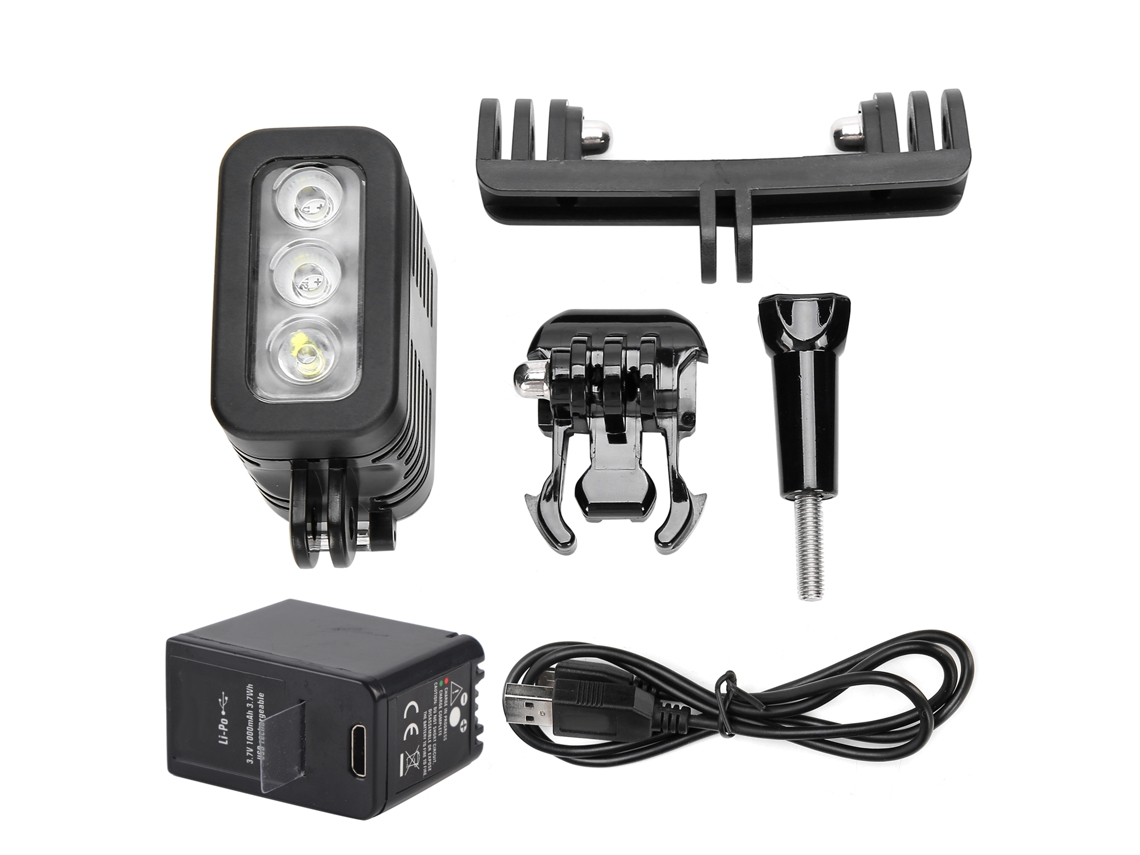 Mini linterna LED sumergible para buceo, luz auxiliar impermeable para grabación subacuática.