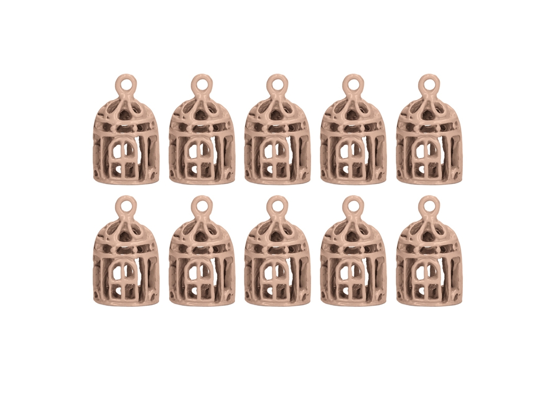 10pcs Jaula De Pájaro Miniatura Acero Inoxidable 1/12 1/6 Decoración Casa De Muñecas Marrón