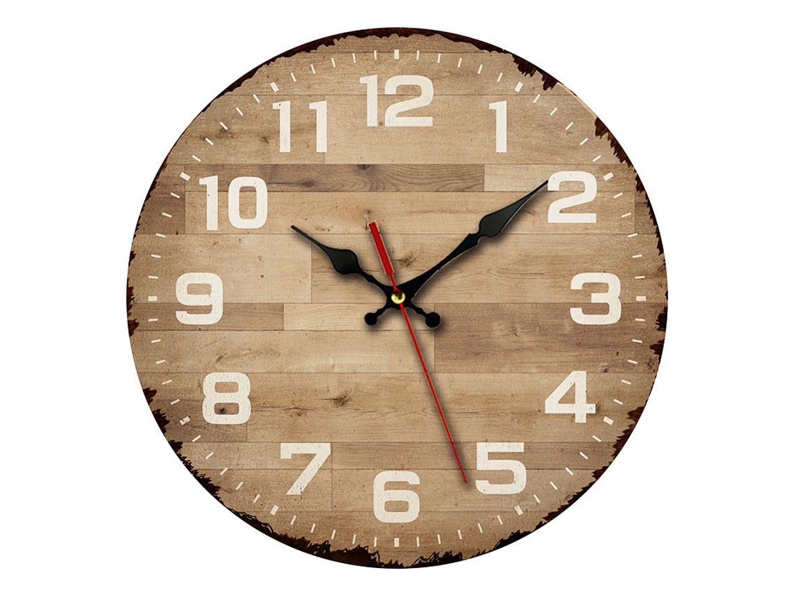 KOFIHETY Relojes Creativos Retro de Madera MDF - Reloj de Pared Silencioso sin Marco