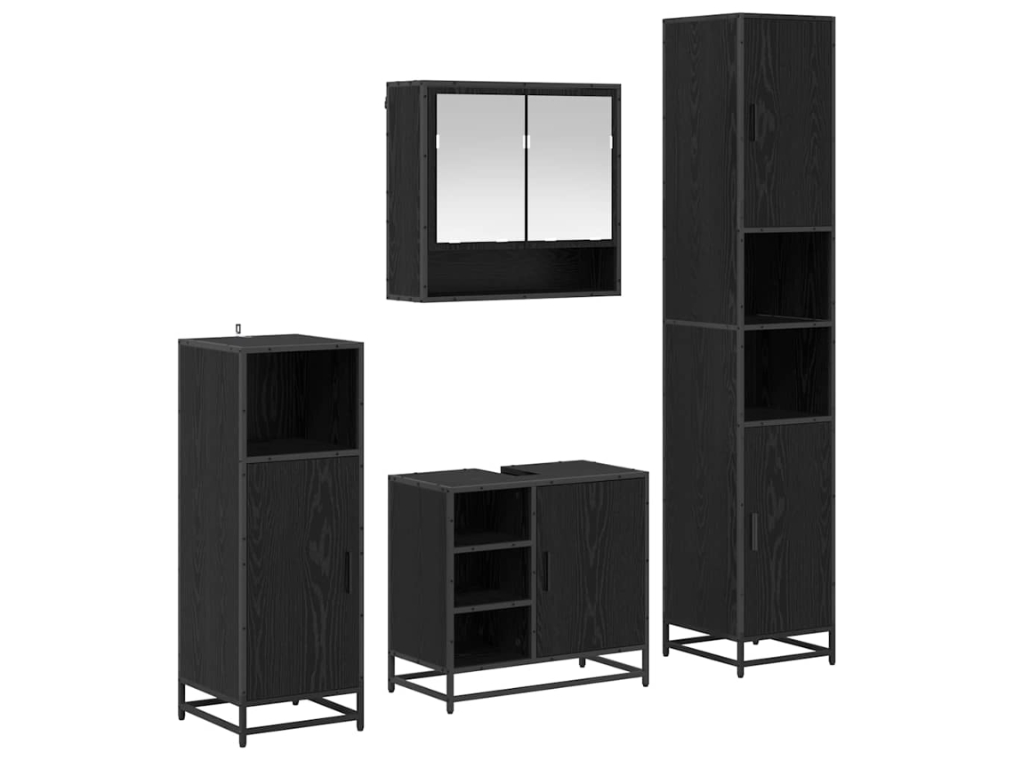 Conjunto de muebles de baño con puerta, roble negro, 4 piezas, MAISON EXCLUSIVE