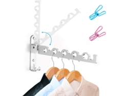 Perchero Telescópico - Gancho De Pared Plegable - Soporte - Aluminio - Apto Para Baño (plateado, 1)