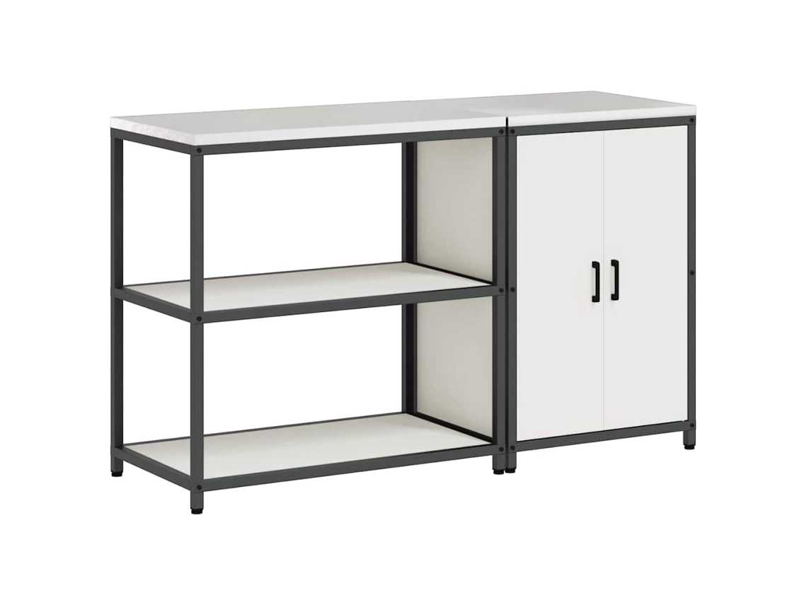 Juego de almacenamiento móvil para cocina con puerta, 2 piezas, blanco HARLANV1