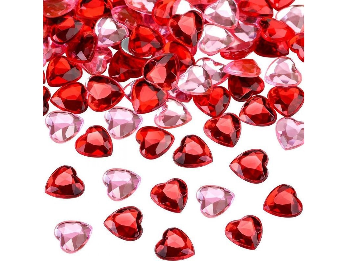 400 Corações de Acrílico Vermelho para S. Valentim, Decoração de Mesa e Casamento