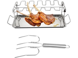 Soporte para muslos de pollo para parrilla, parrilla de pavo con tenedor, parrilla de acero inoxidable, Gokoco