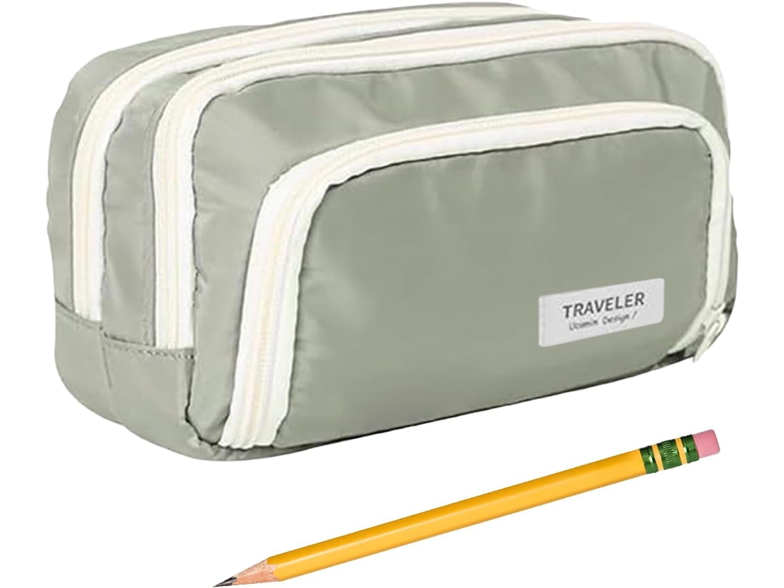 Estojo Organizador Para Lápis- Bolsa De Papelaria Em Tecido Trançado| De Armazenamento Multicamadas De 21 Cm