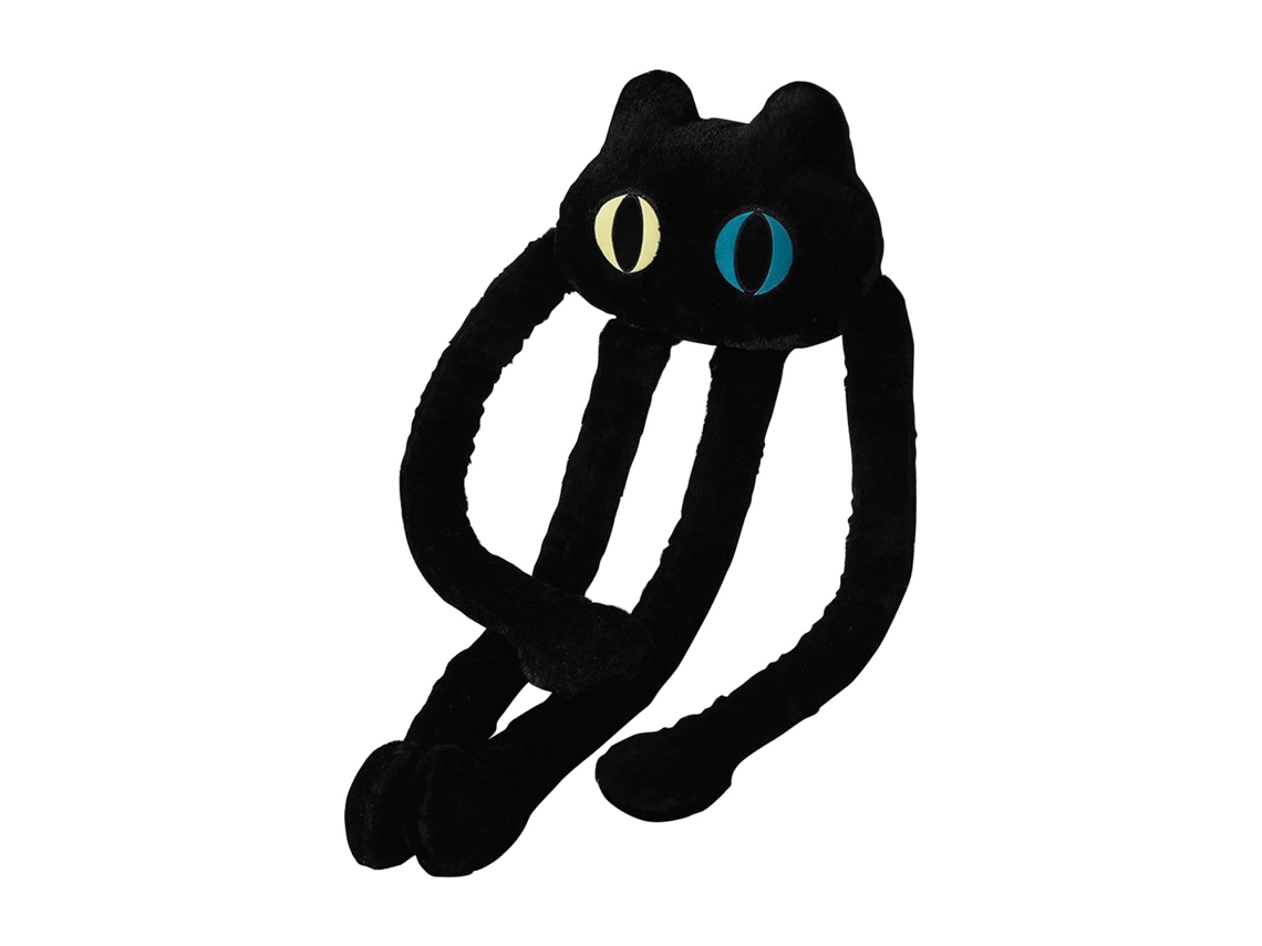 Muñeco de pulpo de patas largas con suave pelaje, juguete grande para dormir, gato negro