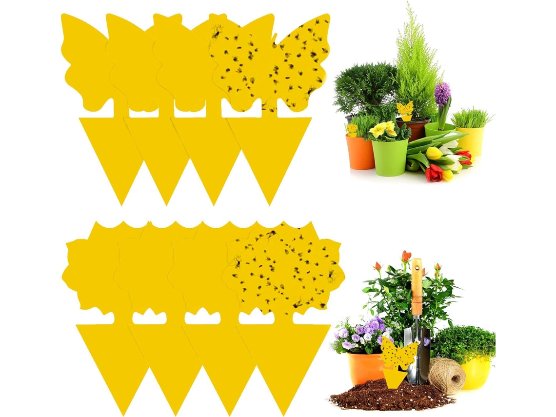 Pegatinas amarillas para plantas (paquete de 48), trampas autoadhesivas para insectos voladores, pulgones, mosquitos, moscas blancas y moscas.