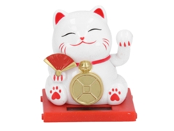 Baok solar de gato de la suerte de 2 pulgadas con carcasa transparente, brazo móvil, decoración para el hogar, la oficina y el escritorio, blanco