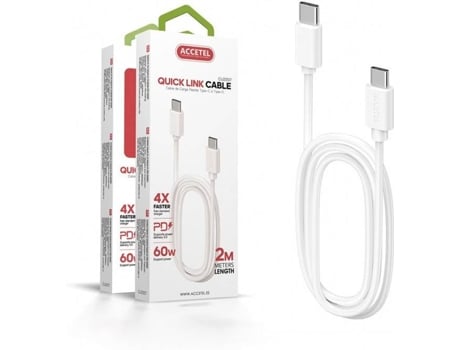 Cable para Samsung Galaxy S20 FE 5G ACCETEL CU-2207 (Type-C - 2 m - Blanco)