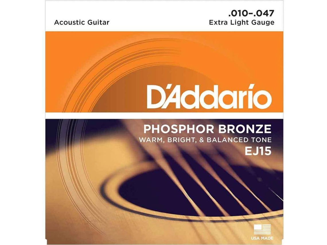 Cuerdas de Guitarra Acústica DADDARIO Ej15 (Calibre: .010-.047 - Bronce Fosforado)