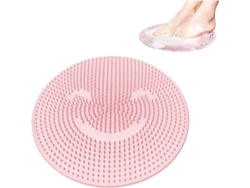 Cepillo De Silicona Para Pies Para El Baño Con Ventosas Antideslizantes, 31 Cm De Diámetro, Rosa, Exfoliante Y Masajeador.