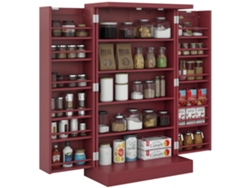 Armário de despensa para cozinha com 2 portas, 5 prateleiras e 12 suportes para temperos, 60 x 30 x 104 cm, vermelho, ZENCORE SERVICES