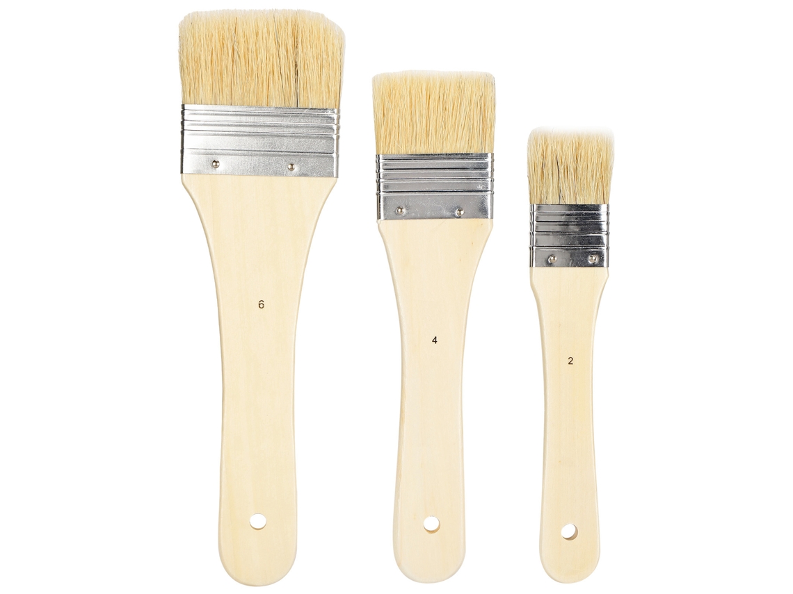 Juego De 3 Pinceles De Cerdas Anchas Para Pintura Acrílica, Al Óleo Y Sobre Lienzo.