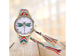Reloj De Pulsera Informal Con Correa De Alambre, Diseño De Libélula, Esfera Redonda Verde, Para Mujeres Y Niñas.