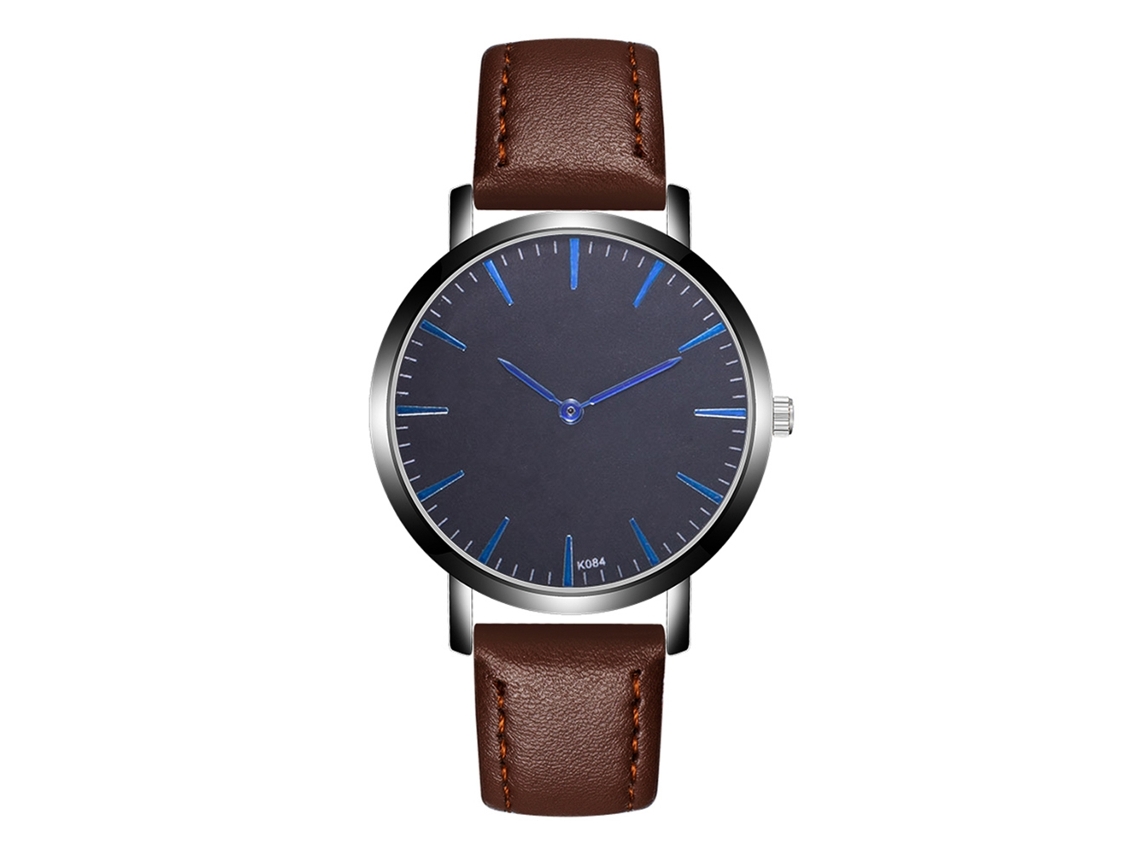 Reloj De Pulsera De Cuarzo Para Hombre Zhoulianfa K084 Con Correa De Pu Marrón Oscuro.