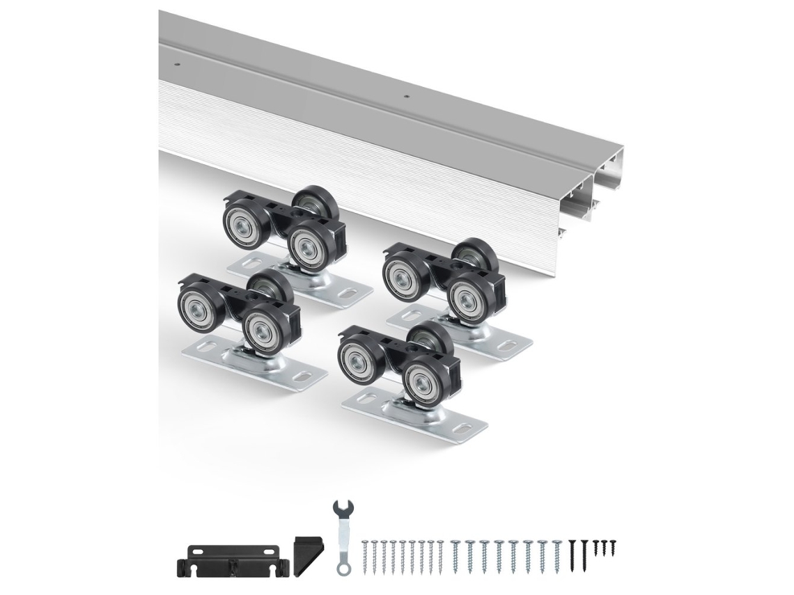 Juego de Doble Riel para Puertas Correderas de Aluminio 1524 mm Hasta 68 kg Tekmaquinas