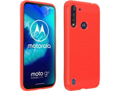 Carcasa Motorola Moto G8 Power Lite AVIZAR BACK-CARBRUSH-RD-G8L Rojo