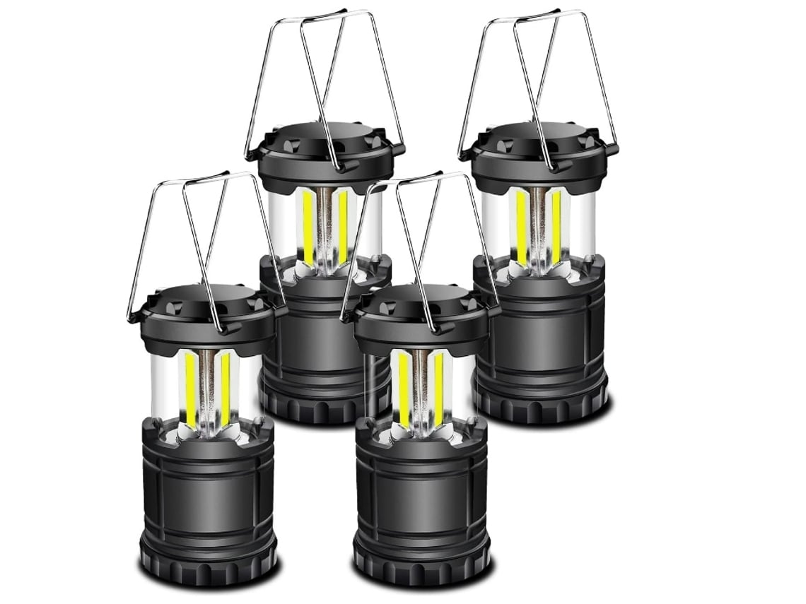 Linterna LED de camping Yunzii, a pilas, plegable, 4 unidades, color negro