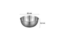 Cuenco de cocina de acero inoxidable, estilo coreano, para ensalada de frutas, con marcas. Mdug (22 cm, plateado, 1 unidad).
