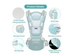 Portabebés ergonómico y transpirable con asiento de cadera para bebés de 0 a 36 meses, color rojo Digitallab