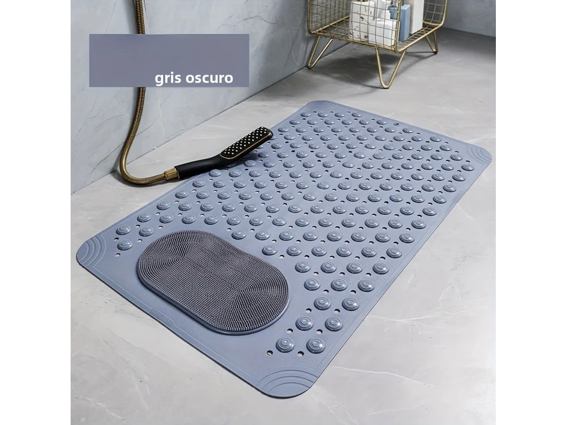 (gris) Alfombra De Baño Antideslizante De Pvc Con Nudo De Masaje, 0,8 Cm De Grosor, 2600 G/m²