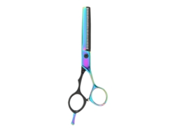 Tesoura profissional de aço inoxidável para cortar barba e cabelo (2026) com design ergonômico e lâmina afiada.