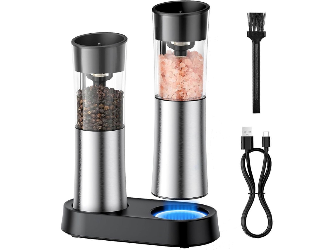 Molinillo automático de sal y pimienta, molinillo eléctrico de especias, molinillo de grosor ajustable, apto para cocinar, Rosewell