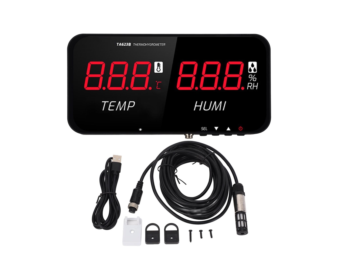 Termómetro Higrómetro Industrial Para La Medición De Temperatura Y Humedad Con Pantalla Led De 13 Pulgadas, Ideal Para Invernaderos Y Ambientes Interiores.