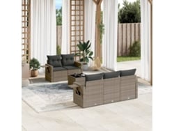 Conjunto de sofá de jardín con cojines de mimbre gris, Dkd Home Decor