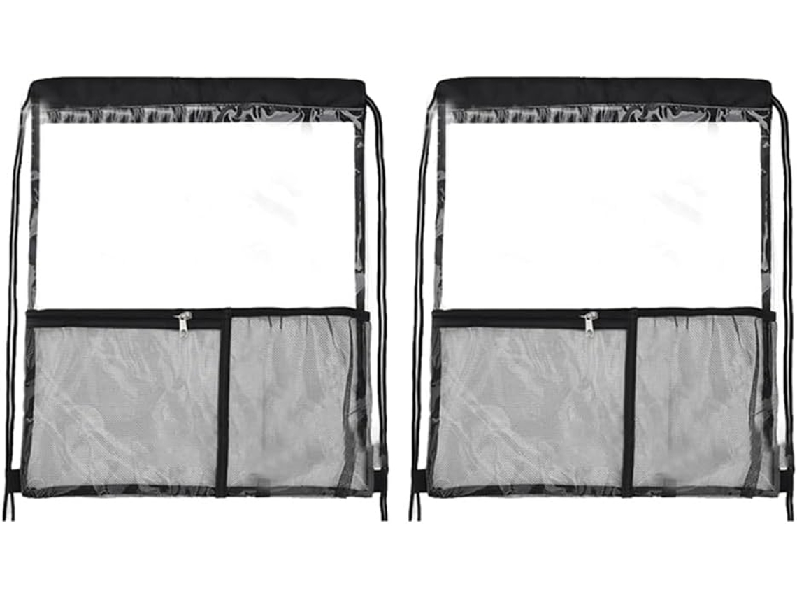 Juego de 2 bolsas transparentes con cordón de la marca SFUSHOS, homologadas para estadios.