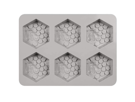 Molde para Jabón con Forma de Abeja y 6 Cavidades en Color Gris