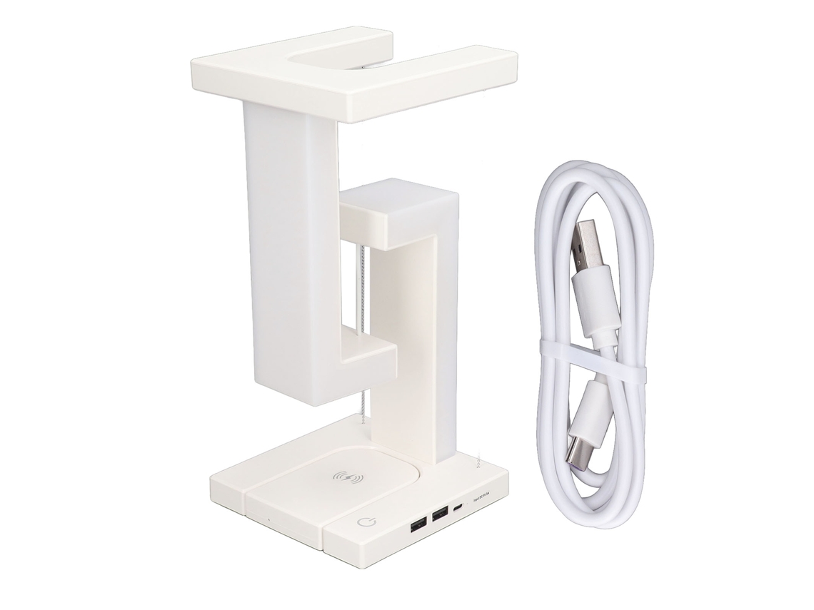 2026-lámpara De Mesa Magnética Levitante Con 3 Niveles De Toque, Led Y Carga Inalámbrica Para Teléfonos Blanco