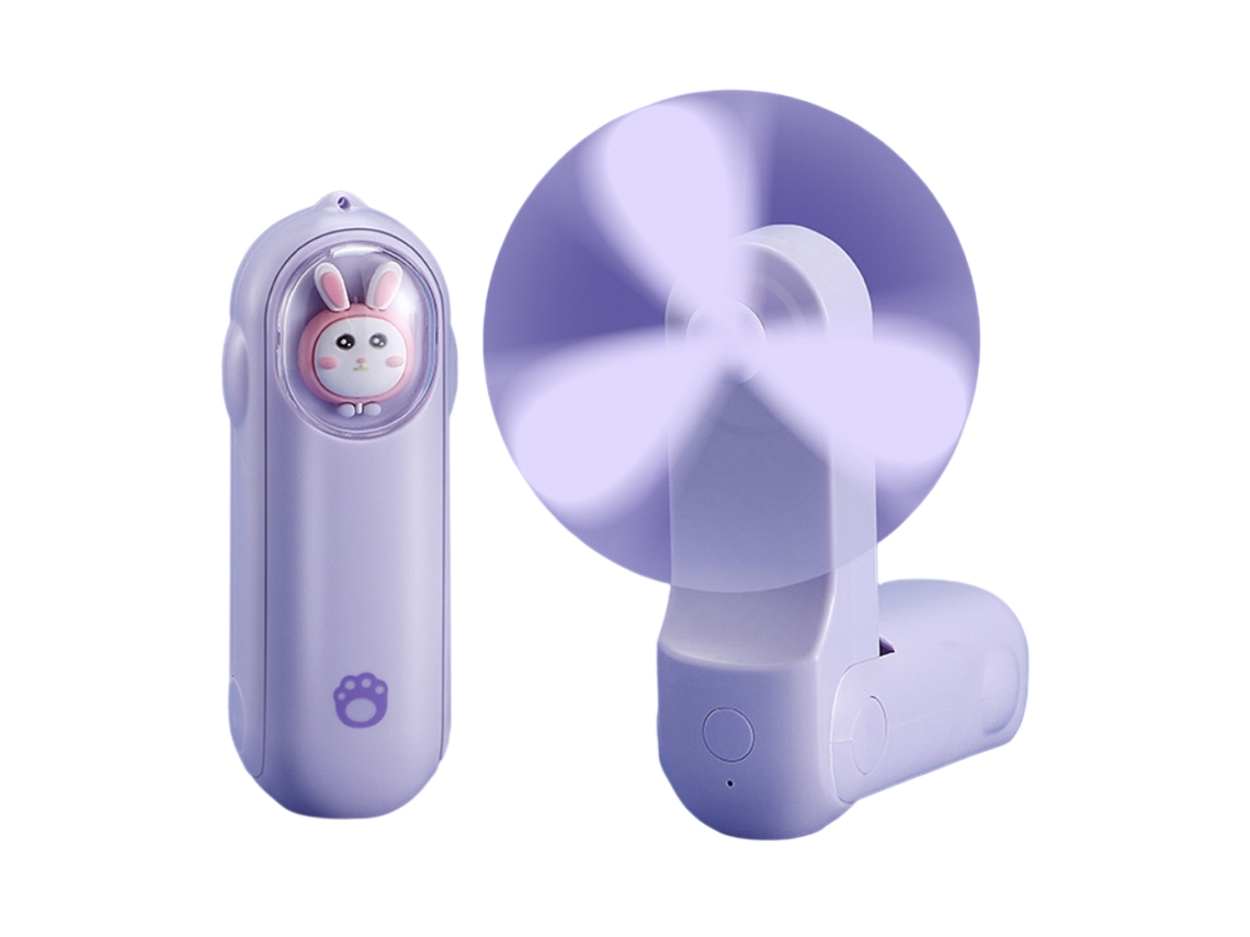 Ventilador plegable portátil recargable con mini animales de dibujos animados.