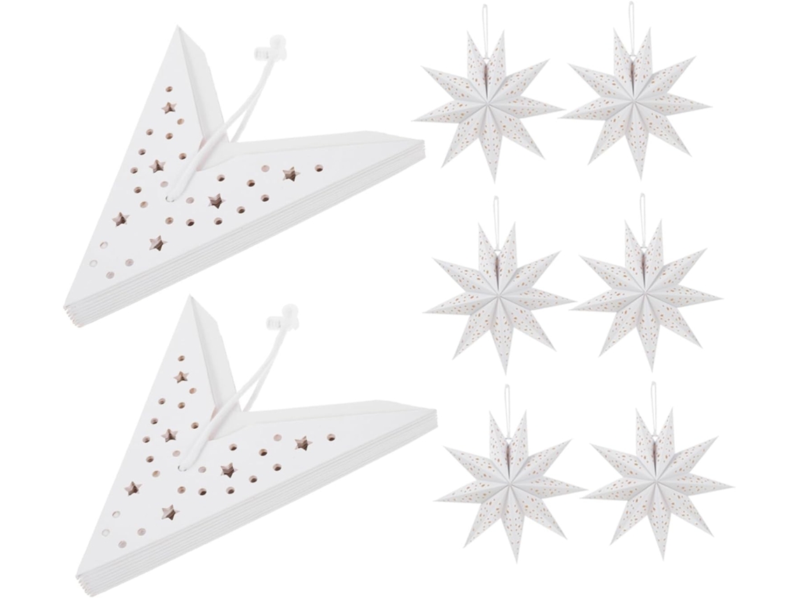 Slowmoose 8 Faroles Navideños de Origami en Forma de Estrella, Papel Blanco.
