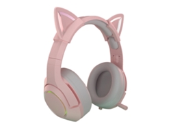 Fone De Ouvido Para Jogos Com Orelhas De Gato Fofas Rgb Diadema Ajustável Com Microfone Rosa Plug 3.5mm