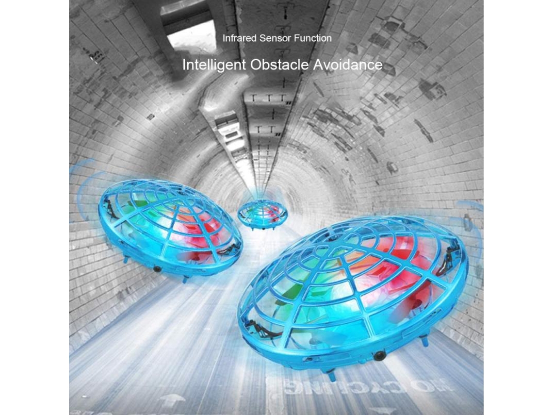 Mini dron UFO con detección de gestos de luz LED (Duración de la batería: 5 min - Azul)