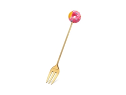 2026da-cucharas Y Tenedores De Postre Creativos De Acero Inoxidable, Diseño Donut Lollipop Macaron, 6 Piezas, Dorado Y Rojo Rosa