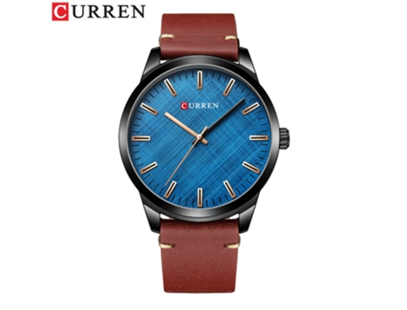 Relojes para Hombres Reloj Impermeable de Moda para Hombres Relojes de Pulsera de Cuarzo con Correa de Cuero Genuino-Concha Negra Azul LUUCOZK