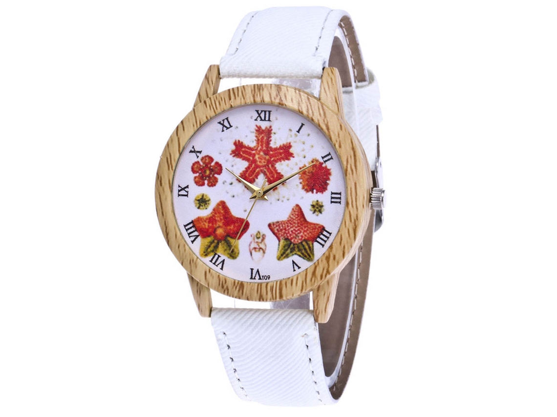 Reloj De Pareja Casual De Cuarzo Con Correa De Denim Simple Patrón Blanco