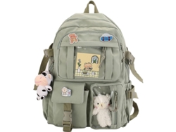 2026-mochila Kawaii Japonesa Escolar Con Colgante, Resistente Al Agua, Para Adolescentes, 15.6" Laptop, Nylon, Verde