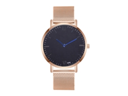 Reloj Zhoulianfa Para Hombre De Aleación Con Correa De Malla Y Movimiento De Cuarzo En Oro Rosa Con Manecillas Azules.
