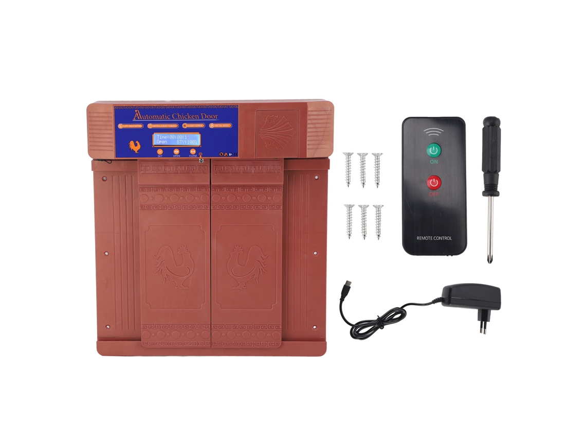 Abridor automático de puerta para gallinero, control remoto inteligente de doble apertura, puerta eléctrica para gallinero, 100-240 V, enchufe de bronce