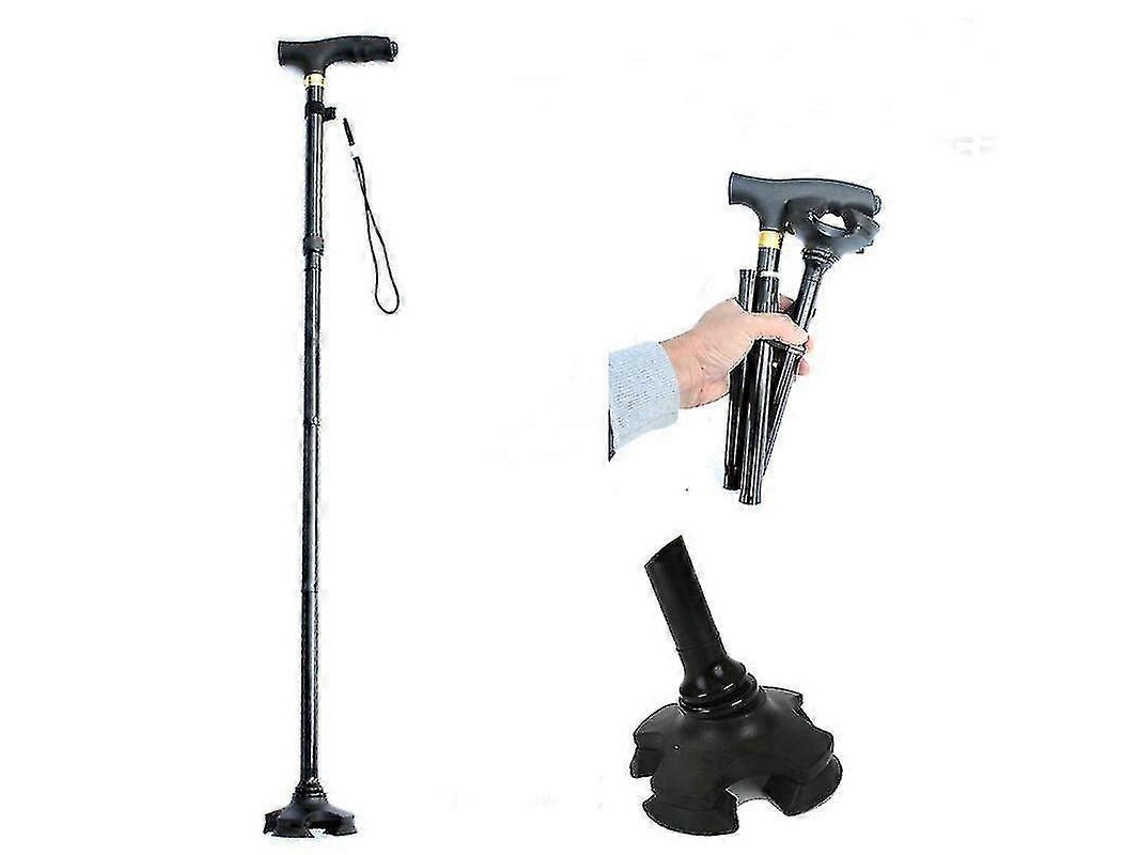 Bastón plegable Alpenstock para personas mayores, bastón de trekking ajustable con luz