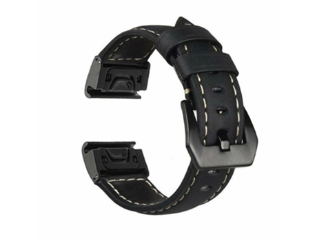 Correa de piel auténtica para Garmin MARQ Series/Fenix5/5X/5S/Forerunner945/Approach S60 - negro