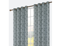 Cortina bordada con delicado bordado de hojas de ginkgo 140 x 260 cm Gris oscuro - Individual