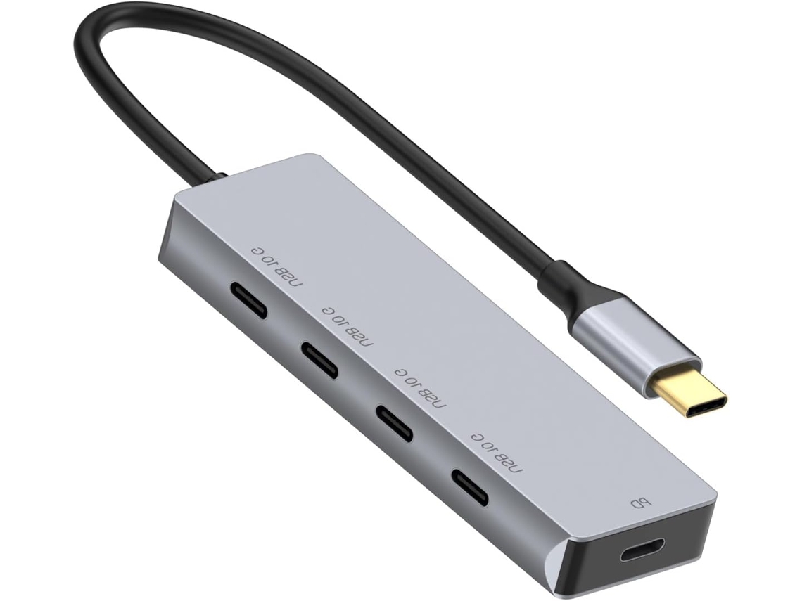 1 Concentrador Usb-c De 4 Puertos, 10 Gbps, Pd100 W, Adaptador De Carga De Aluminio.