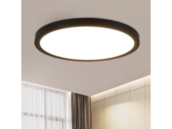 Lámpara de techo LED Ø 30 cm, 24 W, negra, 3000 K. Iluminación contemporánea para cocina, baño, pasillo y dormitorio. Zmh