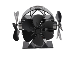 Ventilador De Sobremesa Con Función De Calor, 3 Cabezales, 18 Aspas, Aluminio, 270 Grados, Para Estufas De Leña Con Cubierta Protectora.